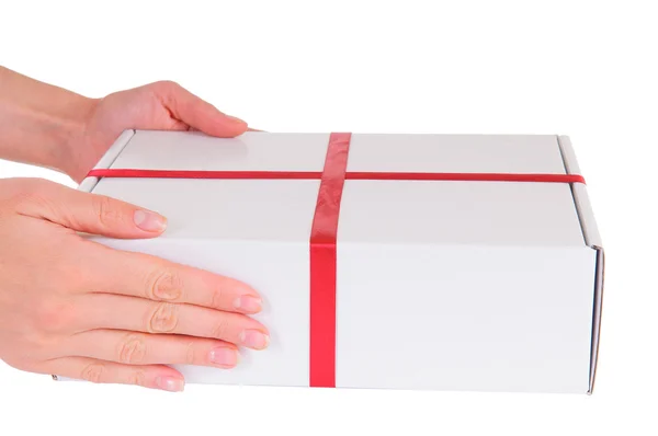 Hands holding gift box — Stock Photo, Image