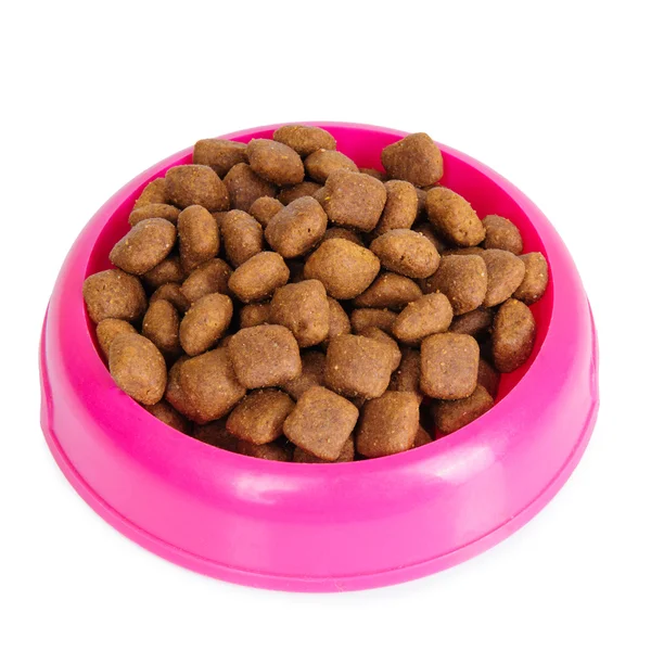 Dog food in bowl isolated on white — Stock Photo, Image