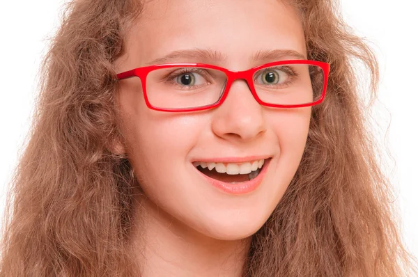 Girl with reading glasses — Stock Photo, Image
