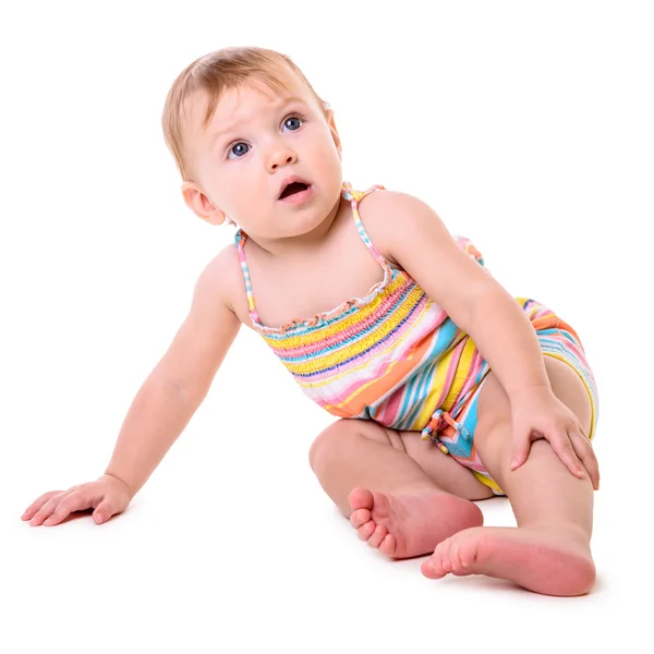 Caucasian baby sitting — Stock Photo, Image