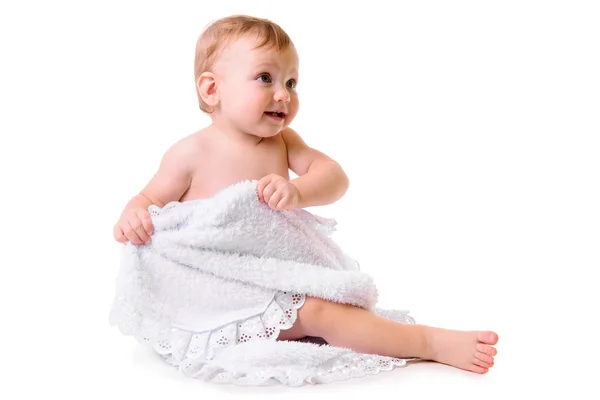 Caucasian baby sitting — Stock Photo, Image