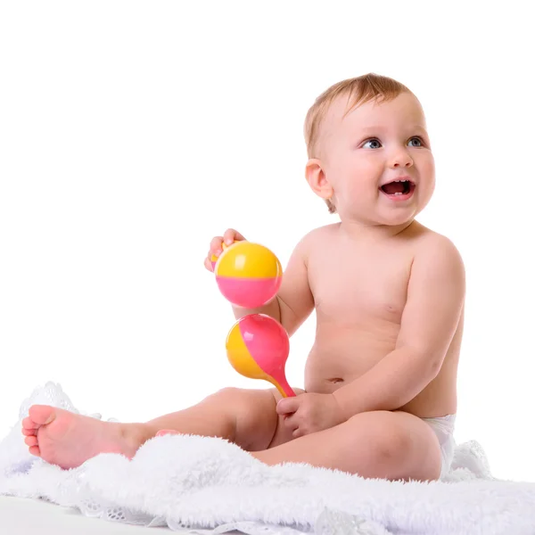 Caucasian baby sitting — Stock Photo, Image