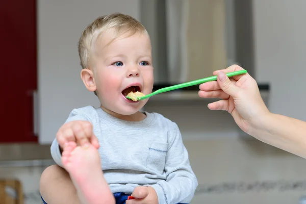 Lilla baby utfodring — Stockfoto