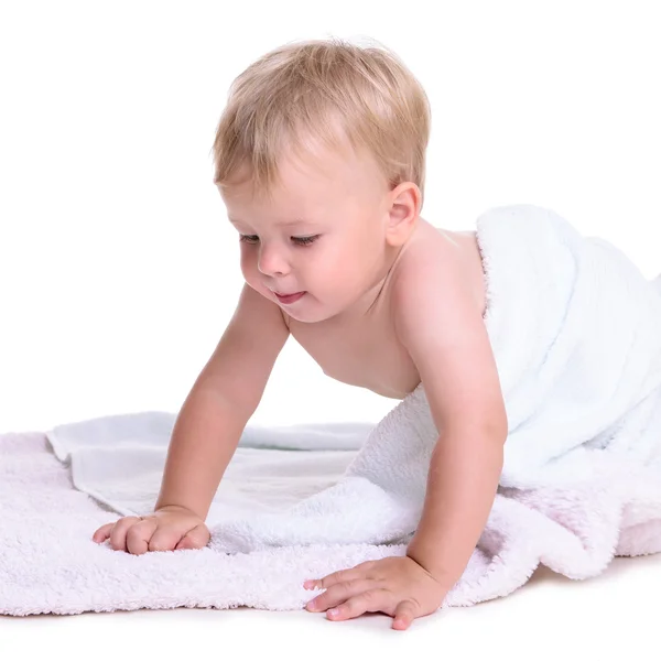 Caucasian baby crawl — Stock Photo, Image