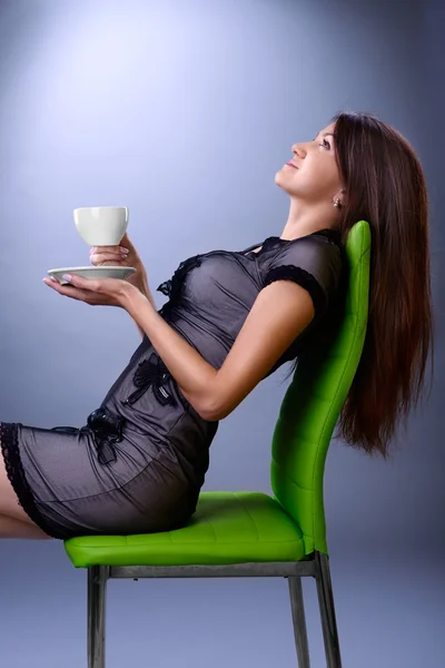 Vrouw en koffie — Stockfoto