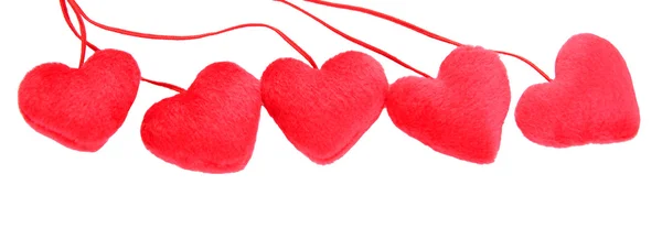 Five decorative red heart — Stock Photo, Image