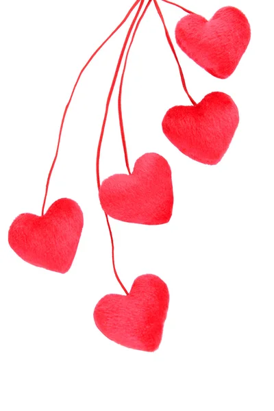 Пять декоративных красное сердце — стоковое фото