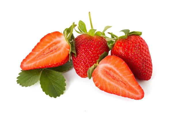 Fresas Frescas Aisladas Sobre Fondo Blanco — Foto de Stock