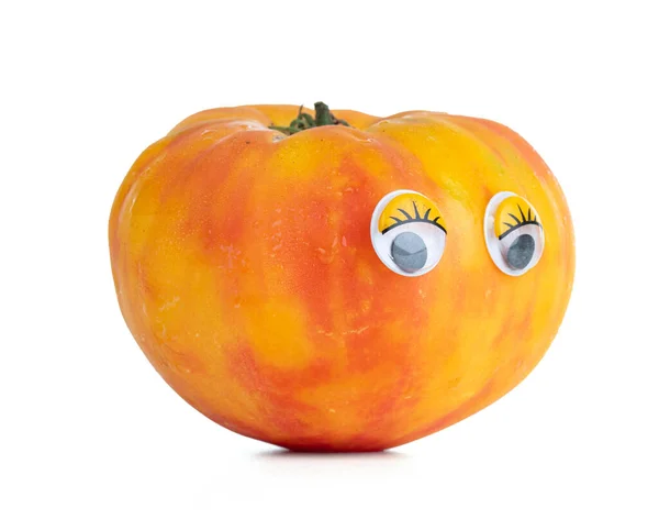 Żółty Pomidor Ananasowy Oczami Białym Tle — Zdjęcie stockowe