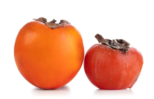 Two kinds of hard and soft persimmon on white background