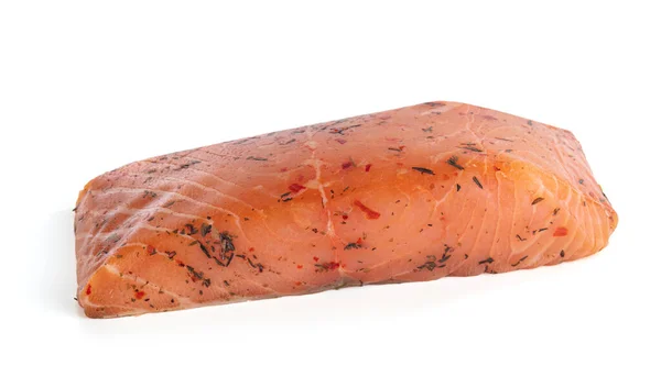 白地に鮭を燻製にした職人技 — ストック写真