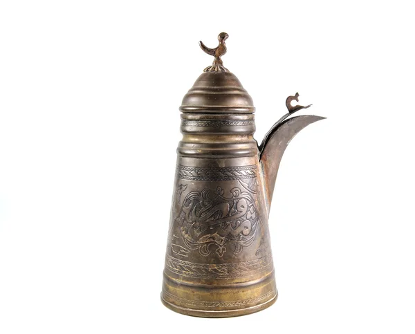 Old bronze coffee pitcher — Stock Photo, Image