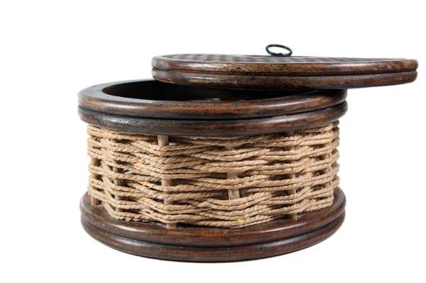 Vintage round wicker case — Stock Photo, Image