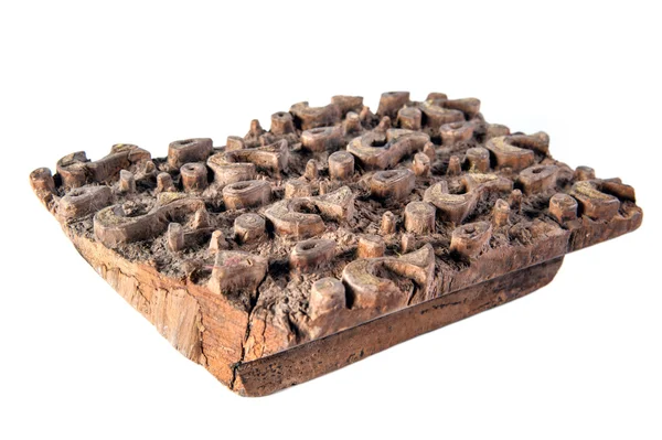 Oude houten stof stempel — Stockfoto
