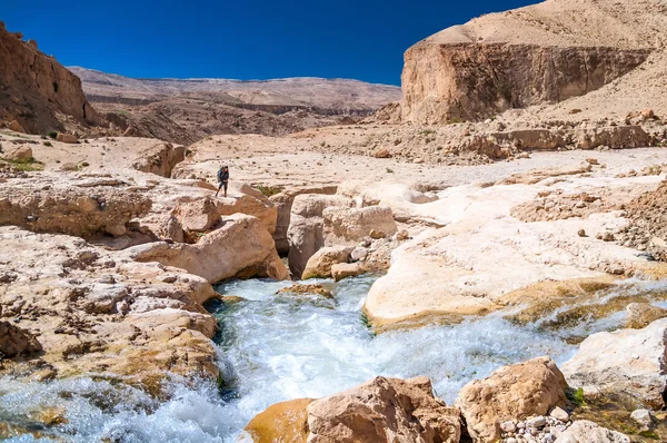 Wanderer im Wadi hasa — Stockfoto