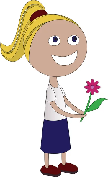 Mädchen mit einer Blume auf weiß — Stockvektor
