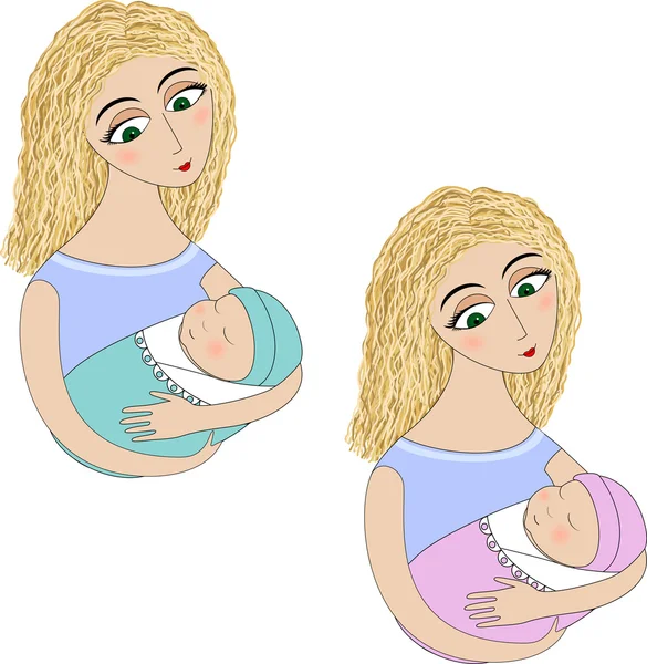 Uma mulher com um bebé —  Vetores de Stock