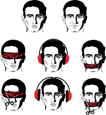 Man's face in different versions clipart