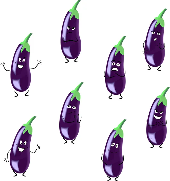 Aubergines de bande dessinée — Image vectorielle