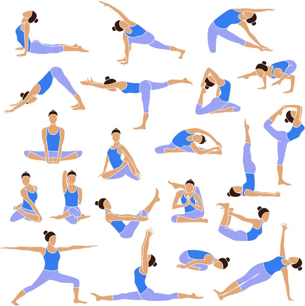 Yoga set icone . — Vettoriale Stock