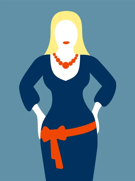Slanke vrouw in blauwe jurk — Stockvector