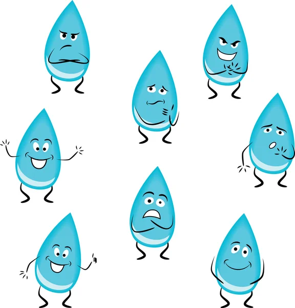 Cartoon water drops — Stock Vector