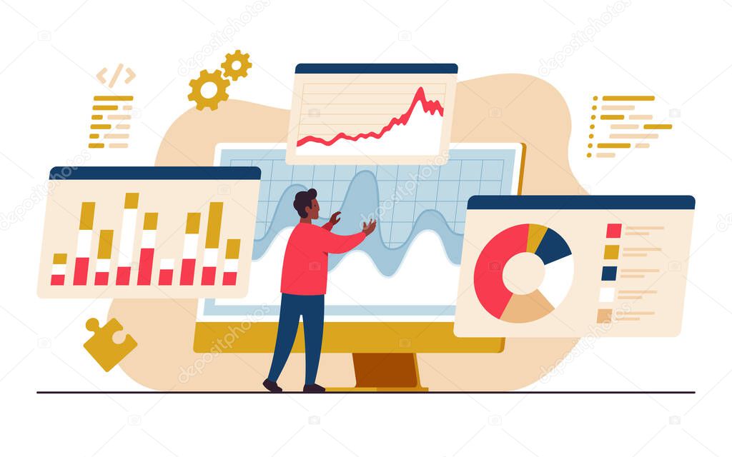 Data engineering flat vector illustration or operational uses