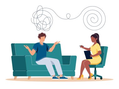 Psikolog düz vektör çizimi ve anormal zihinsel durum