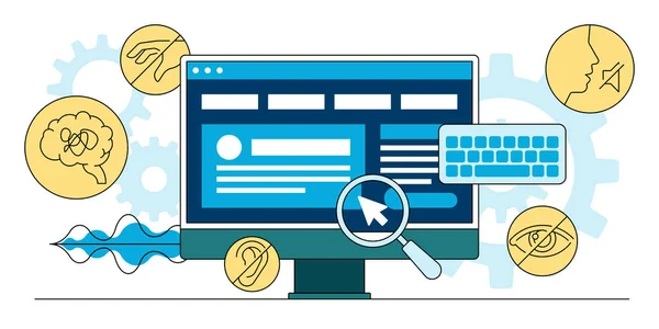 Web accessibility flat vector illustration and coded so that people with disabilities can use them — Stock Vector