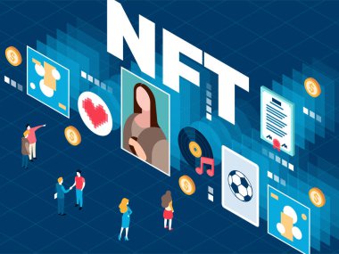 NFT izometrik illüstrasyon videoları ve ses