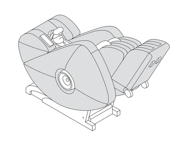 Silla de masaje línea arte vector ilustración cuerpo masaje silla — Archivo Imágenes Vectoriales