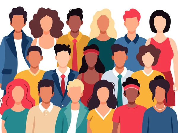 Grupo multicultural de personas ilustración vectorial plana — Vector de stock