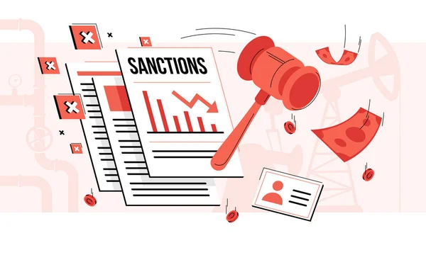 Economische sancties illustreren en verdedigen tegen bedreigingen van de internationale vrede — Stockvector