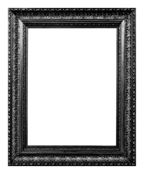 Quadro Madeira Preto Prata Antigo Isolado Fundo Branco Estilo Vintage — Fotografia de Stock