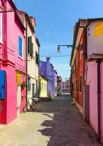 Colorful Houses Burano Island Famous Travel Destination Venice Italy — Stok fotoğraf