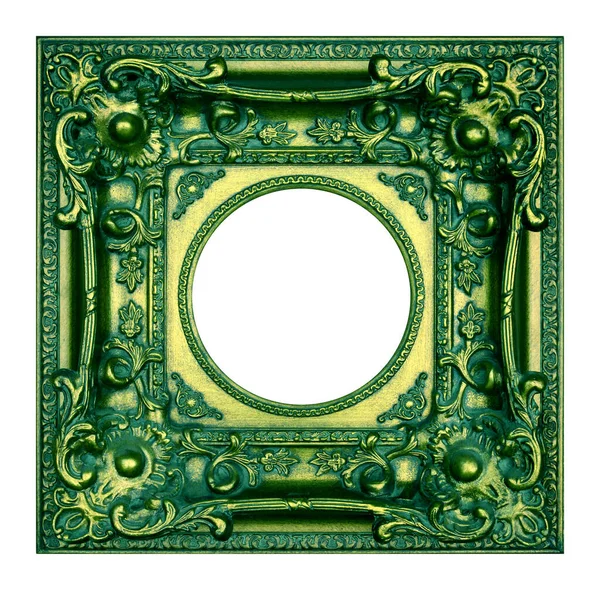 白色背景上孤立的老式绿色框架 — 图库照片