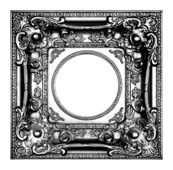 Vintage Silver Frame Isolated White Background — Stock Photo, Image