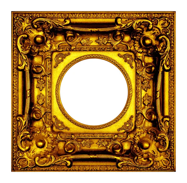 Vintage Gouden Frame Geïsoleerd Witte Achtergrond — Stockfoto