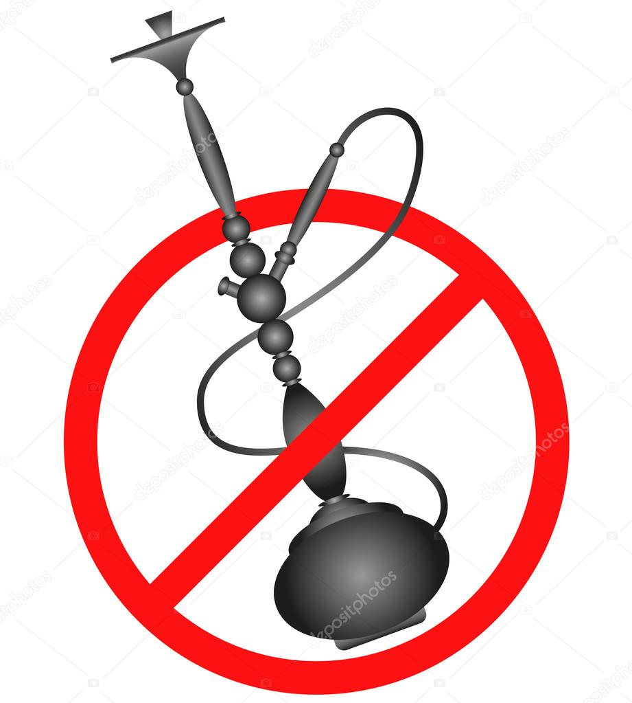 No smoking silhouette No smoking, hookah silhouette — Stock Vector