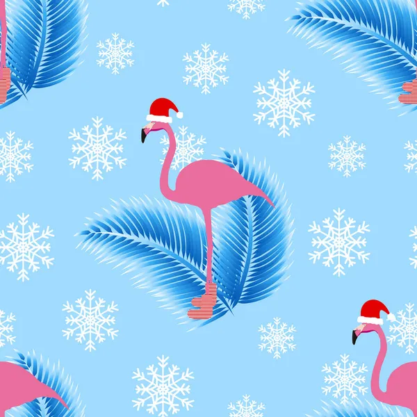 Flamingo zima tropikalny wzór bez szwu. — Wektor stockowy