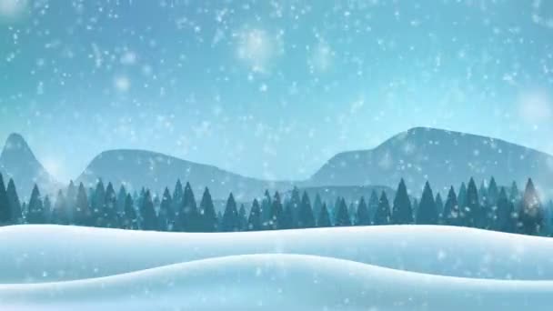 Vinterlandskap med berg. — Stockvideo