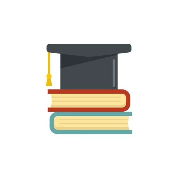 Biblioteca graduado sombrero icono plano aislado vector — Vector de stock