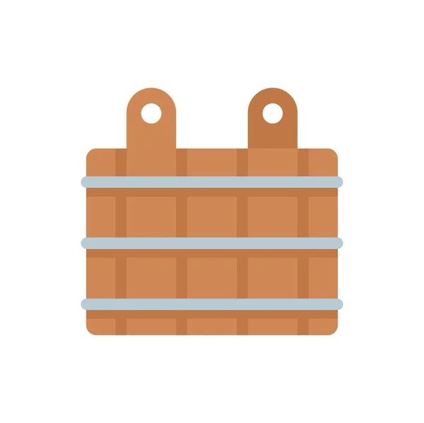Sauna madera acero cubo icono plano aislado vector — Vector de stock