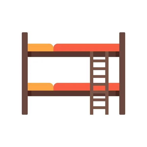 Hostel bunk bed icon flat isolated vector - Stok Vektor