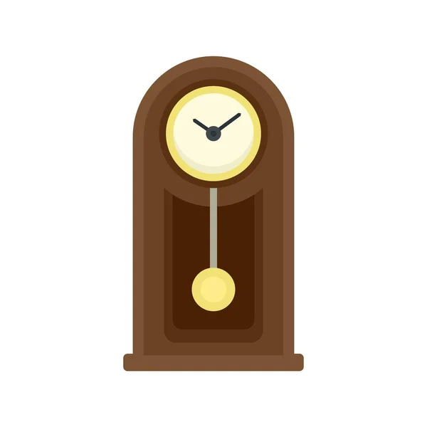 Reloj de péndulo de madera icono plano aislado vector — Vector de stock