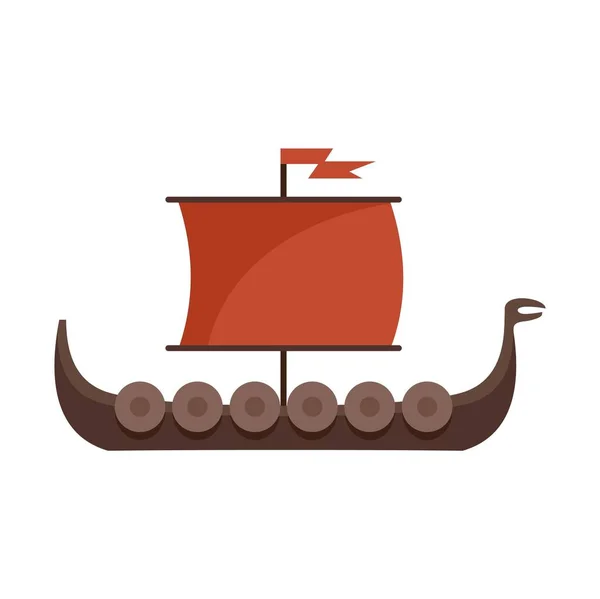 Viking ship icon flat isolated vector — Stok Vektör