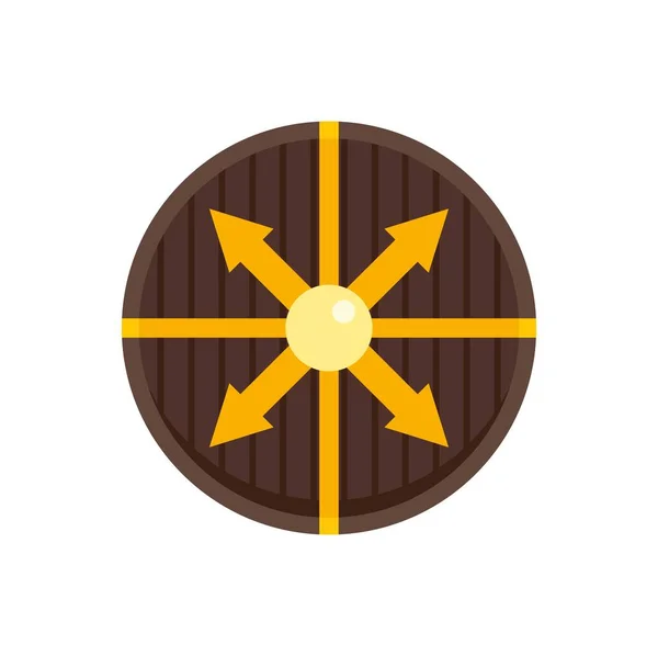 Viking round shield icon flat isolated vector — 图库矢量图片