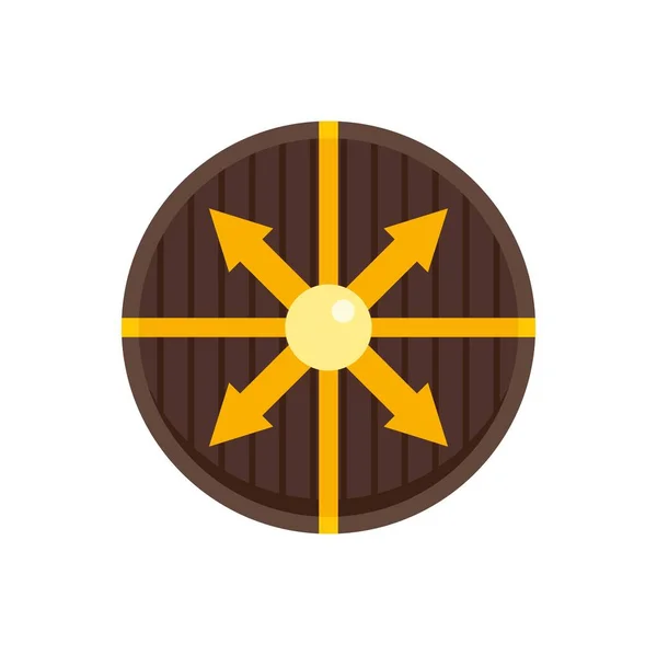 Viking round shield icon flat isolated vector — Stock vektor