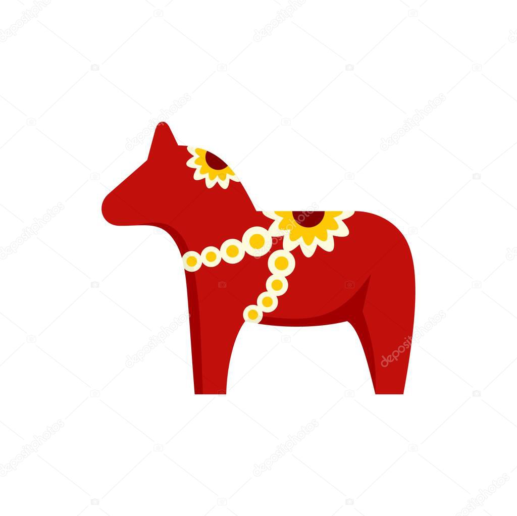 Swedish red horse icon flat isolated vector