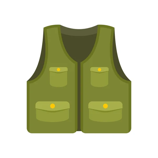 Green pocket vest icon flat isolated vector — стоковый вектор